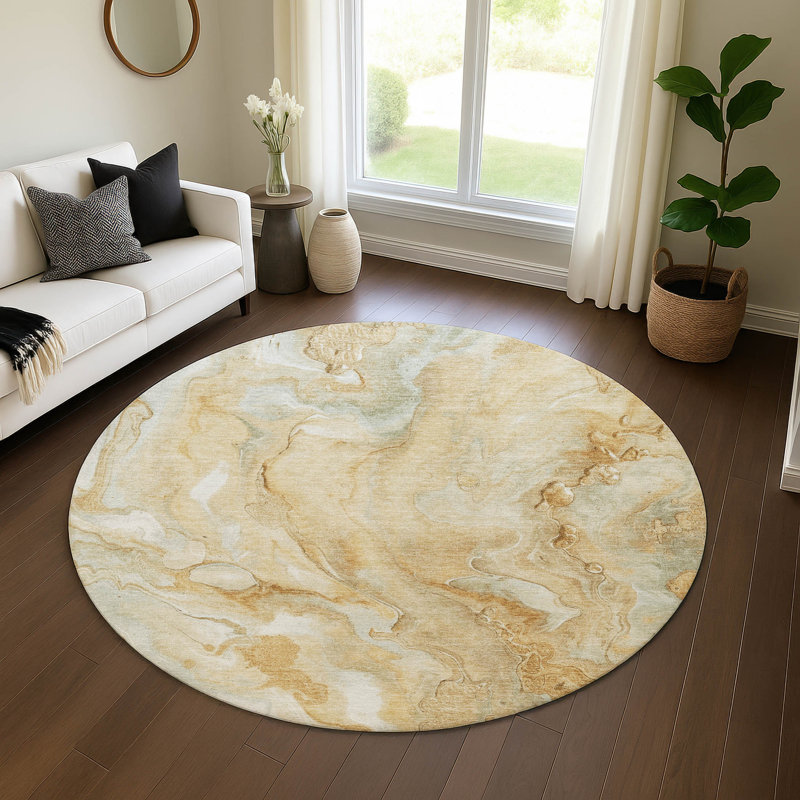 Premium Machine Washable Varroville AMF1707 Abstract Rug, Round 8'