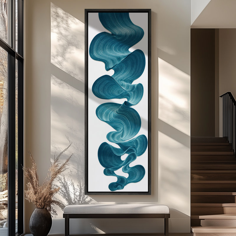 Toile abstraite encadrée, reproduction minimaliste neutre pour décoration murale moderne, H 60 po x l 20 po, Noir