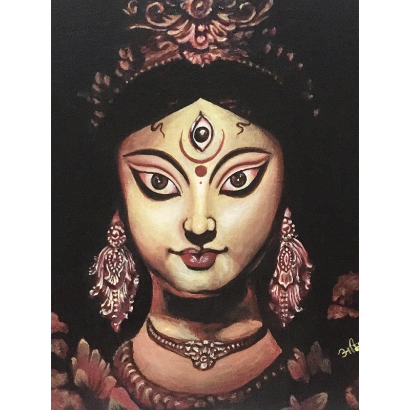 Déesse Durga, peinture à l'huile sur toile | Art par Amit Suthar