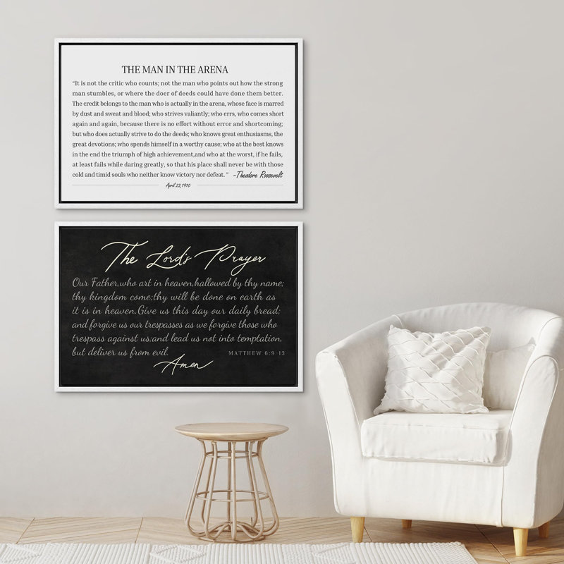 " Scripture Sign Biblical Inspirational Quote Black And White Bible Religious " 2 - Pieces, White Framed, 16" H x 24" W