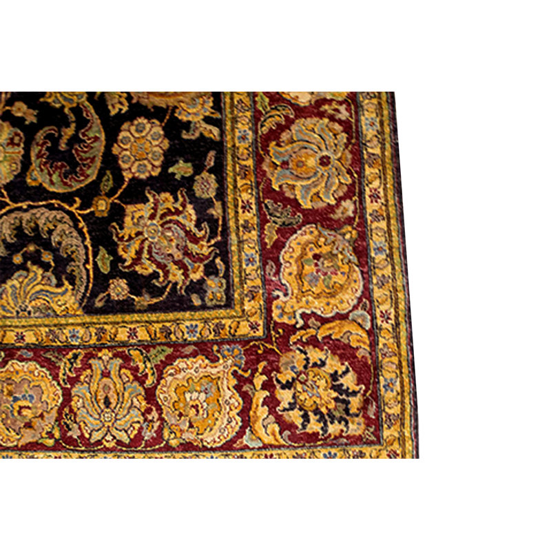 Tapis noir et rouge de haute qualité noué à la main