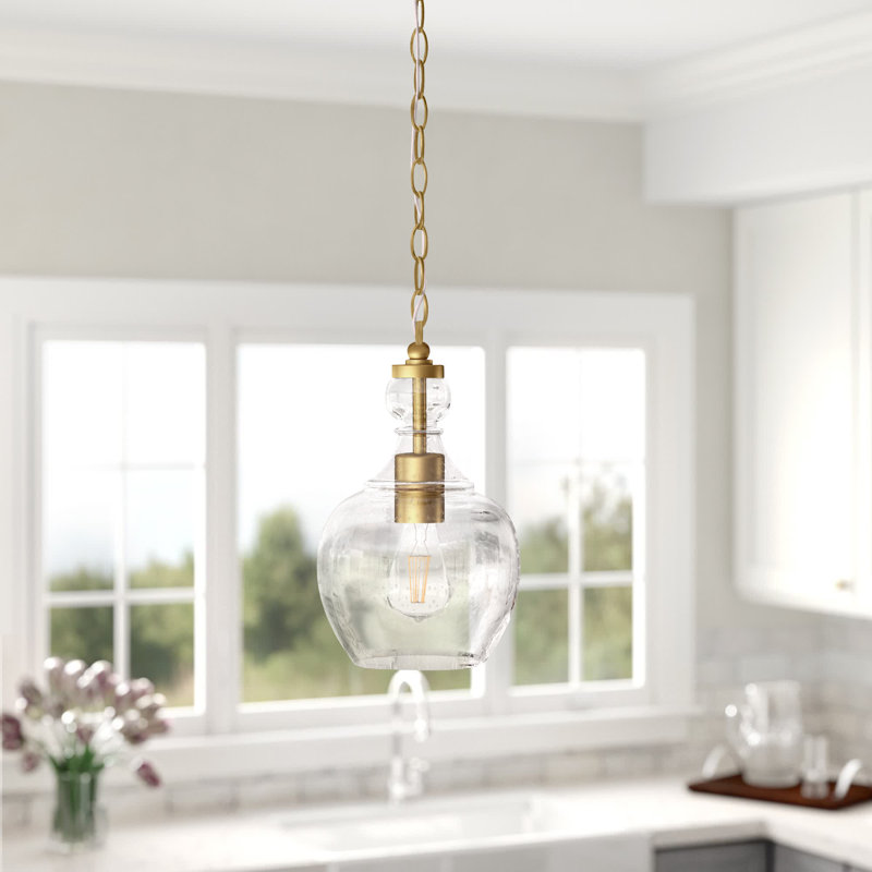 Verona 1 - Light Single Pendant, Seeded, Brushed Brass