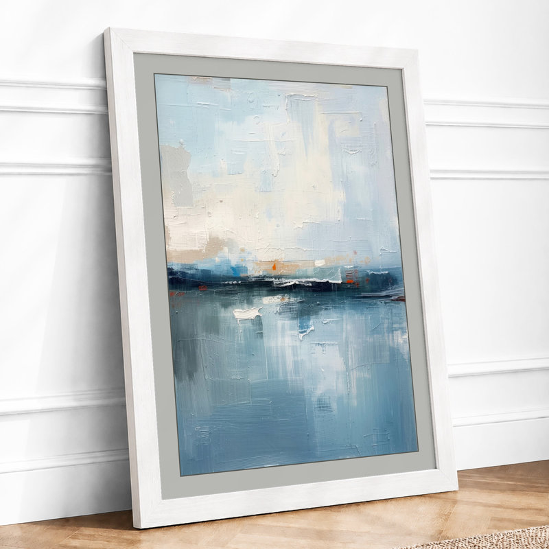 Quiet Water at Dawn Minimalist - Framed Print, A2 - 59.4 x 42.0 cm, White