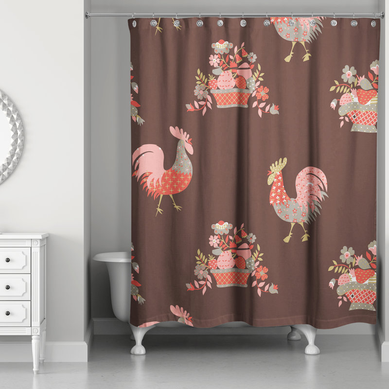 Rideau de douche simple coq Hamil, Brun