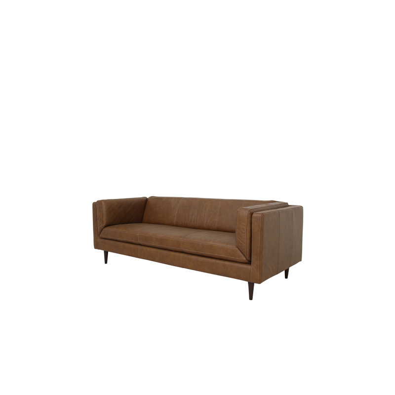Woods Sofa Brown Leather, Brown