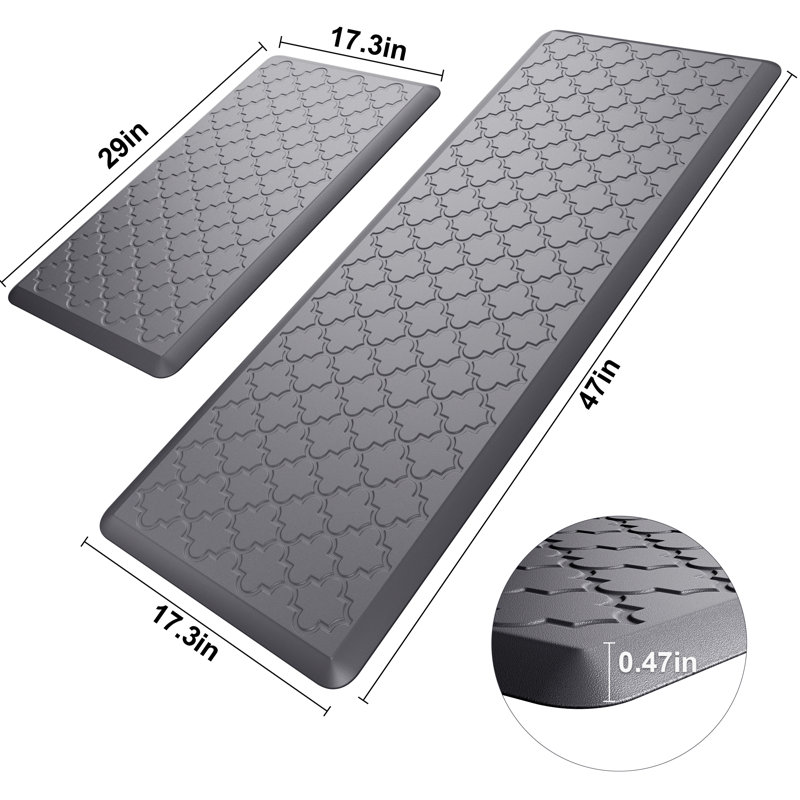 Anti-fatigue Mat Non-Slip Kitchen Mat, Brown, Runner 17.3" x 30" + 17.3" x 47"