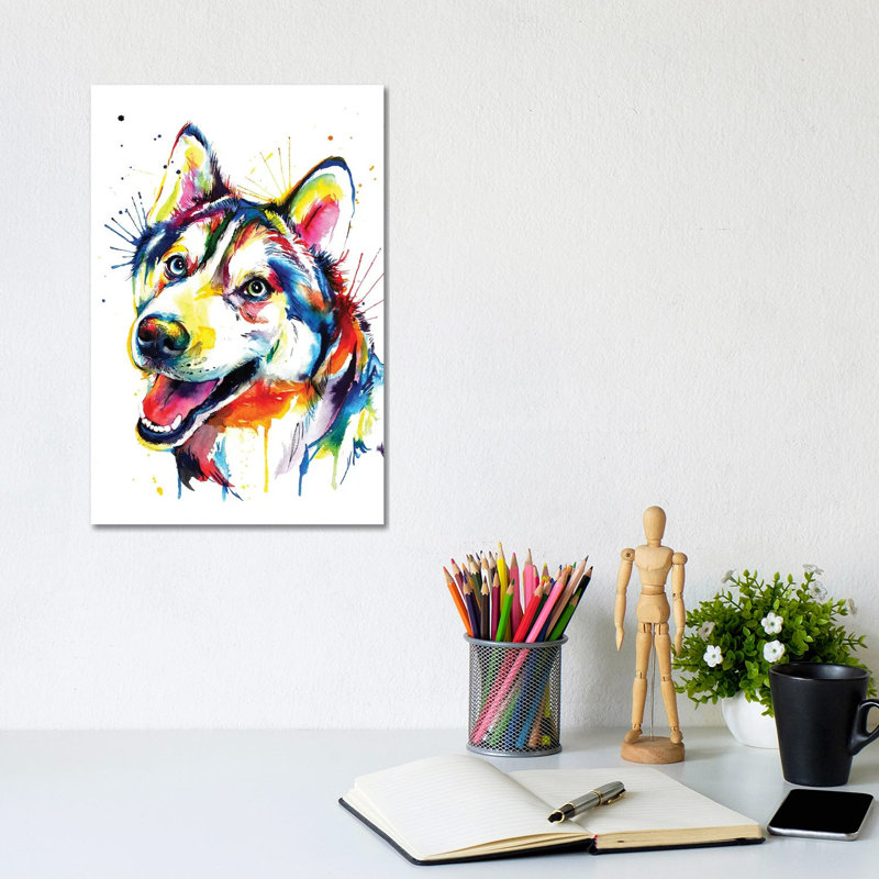 Husky by Weekday Best - Wrapped Canvas Painting, 20.32 cm H x 30.48 cm W
