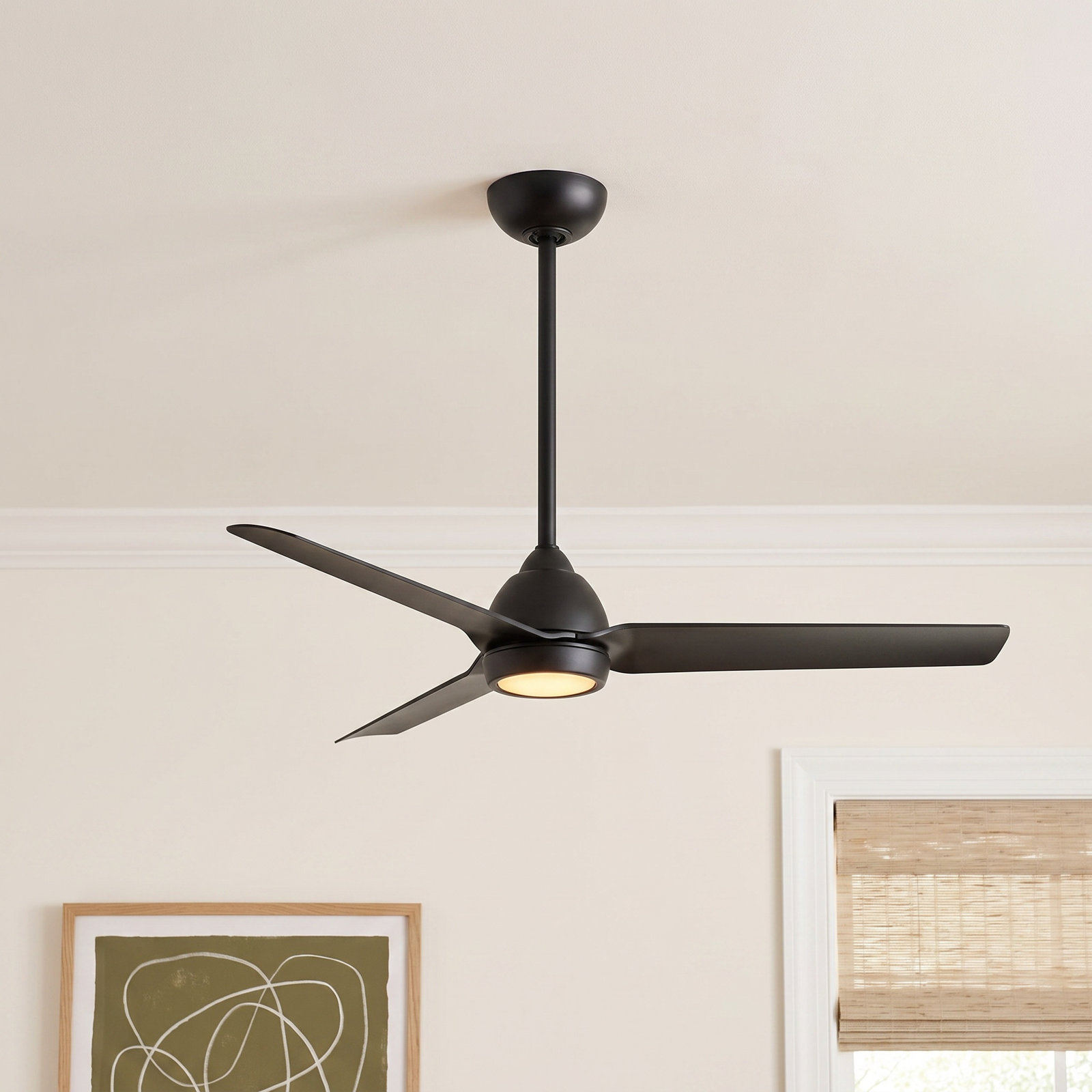 Mocha 54" Smart Ceiling Fan with Light Kit, Matte Black, With Light Kit