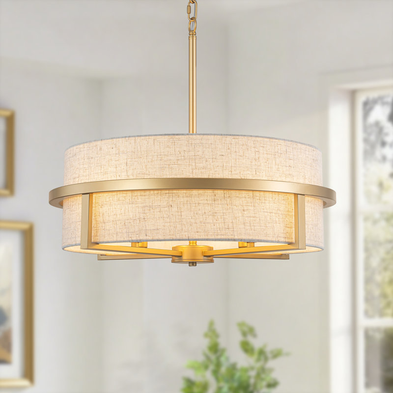 Lustre cylindrique à intensité variable 4 lumières Bazilijus, Doré