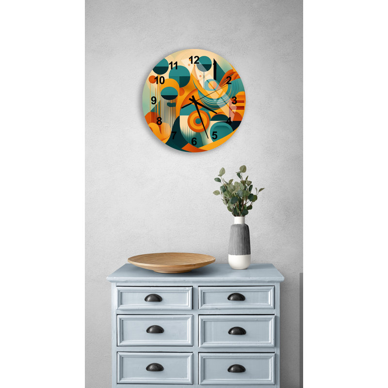 Horloge murale Mid-Century, Noir