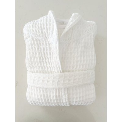 Peignoir mi-mollet 100% coton gaufré unisexe