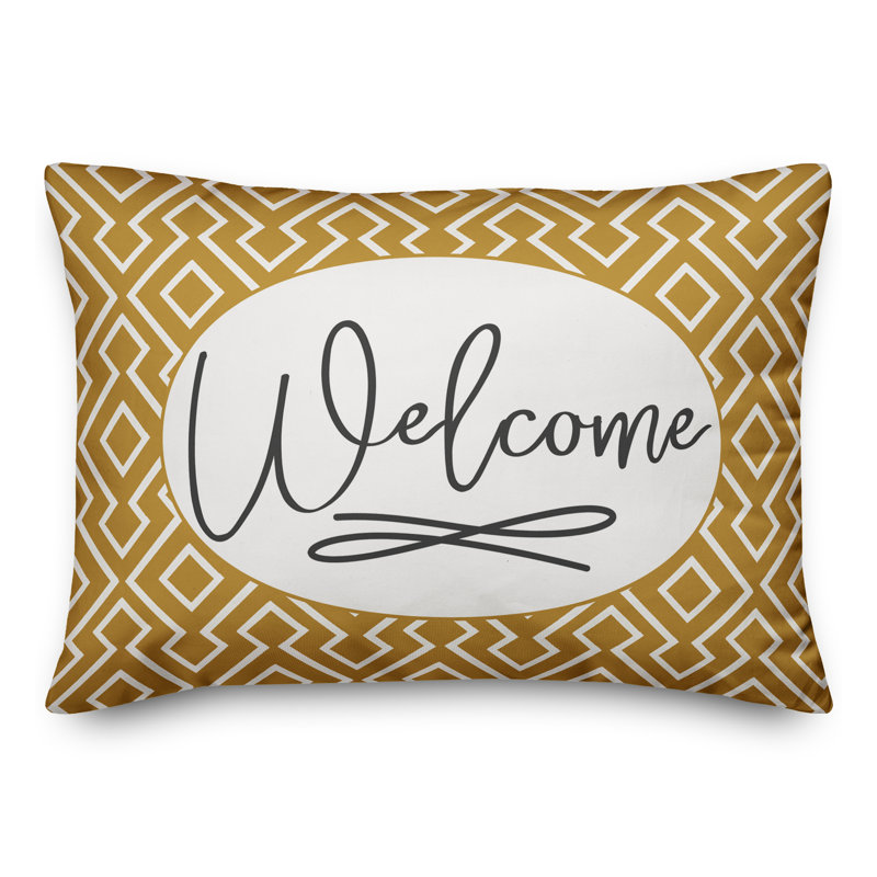 Geometric Outdoor Reversible Throw Pillow, Yellow