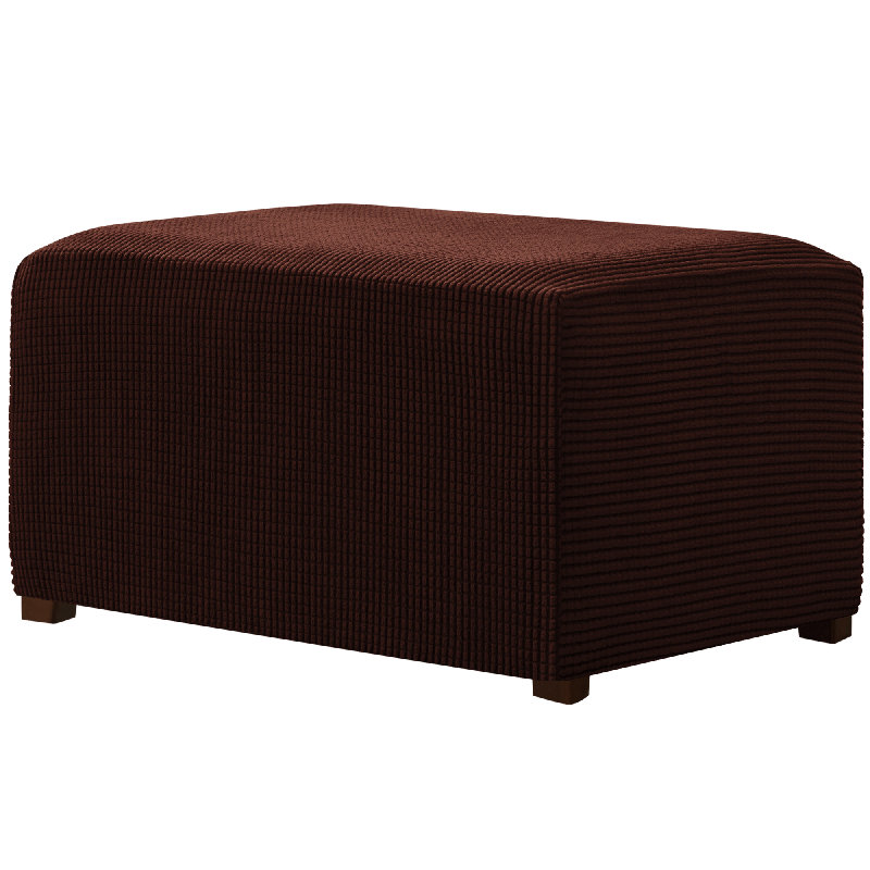 Box Cushion Ottoman Slipcover, Chocolate