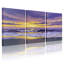 Nautique et plage coucher de soleil océan vagues ciel mauve jaune nuages plage ensemble de 3 impressions d'art sur toile-1909412244