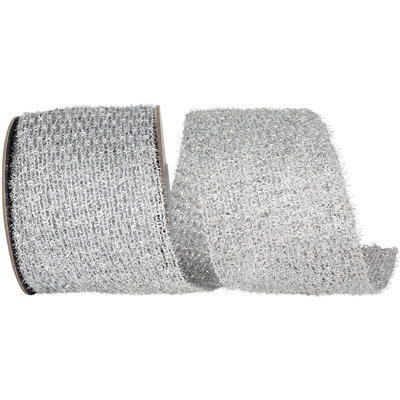 4 inch X 10 YARDS Flex Net Stretch Glitter Metallic Wired Edge Ribbon Ribbon