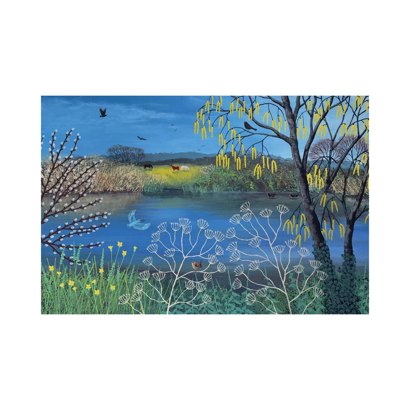Kingfisher Blue by Jo Grundy - Painting on Canvas, Wrapped Canvas, 20.32 cm H x 30.48 cm W