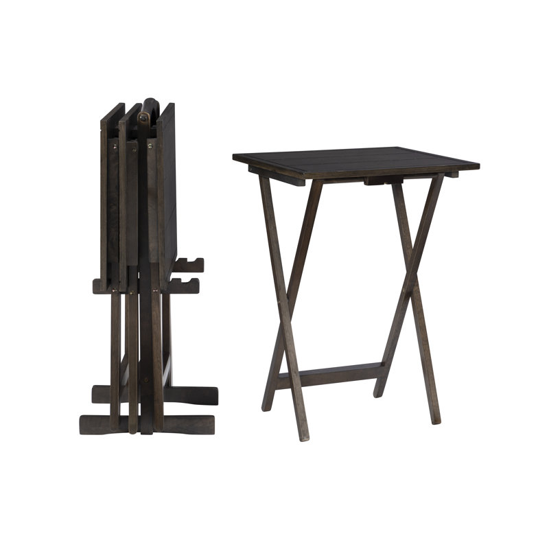 Radstock 5PC Wood Folding Tray Table Set with Stand, Gray