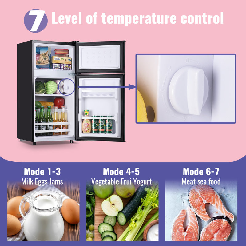 DEMULLER Arcticfresh Storage Suite 2.4 Cubic Feet Freestanding Mini Fridge with Freezer, Black