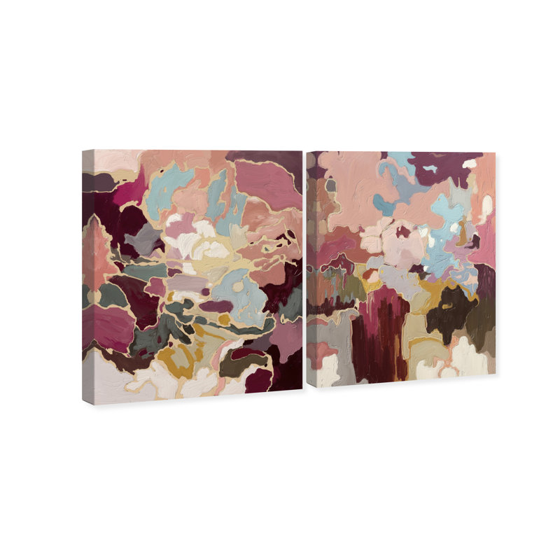 Ruby Lovers Set Canvas Abstract Print by Oliver Gal, Black Frame, 16 x 20, 36"H x 45"W, Gallery Wrapped