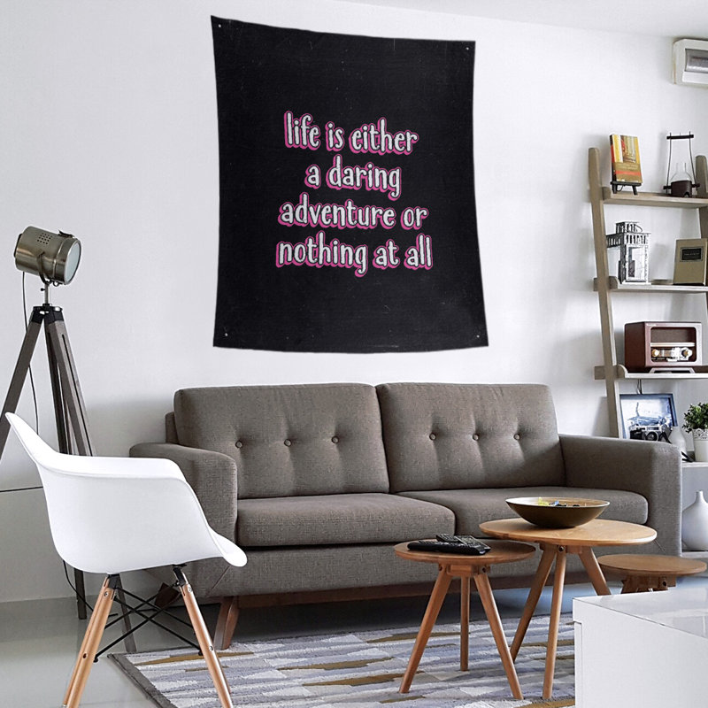 Tapisserie tableau noir en polyester life citation adventure, H 27,5 po x l 37,5 po, Rose
