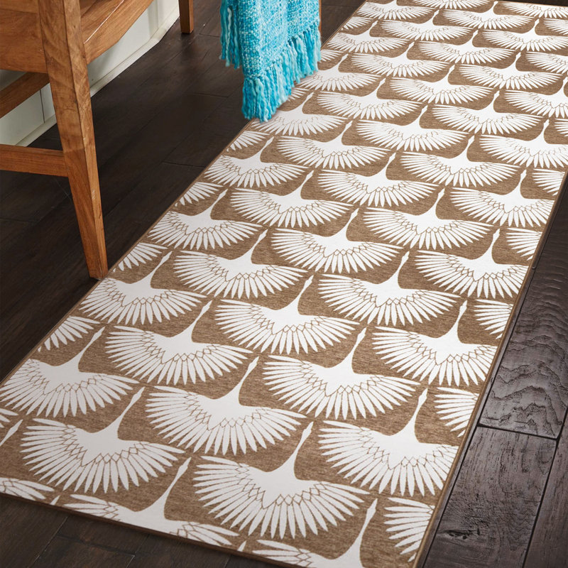 Flock Camel Washable Rug, Runner 2.5' x 7'