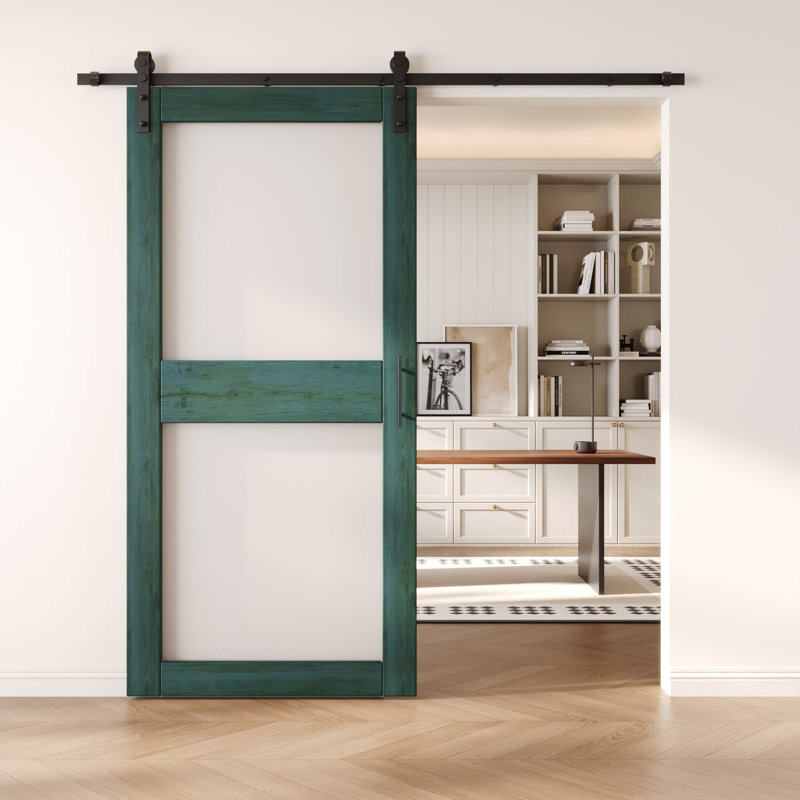 Porte de grange non assemblée et fini en verre avec verre à 2 lumières de 50 po x 84 po Homacer Royal de Homacer