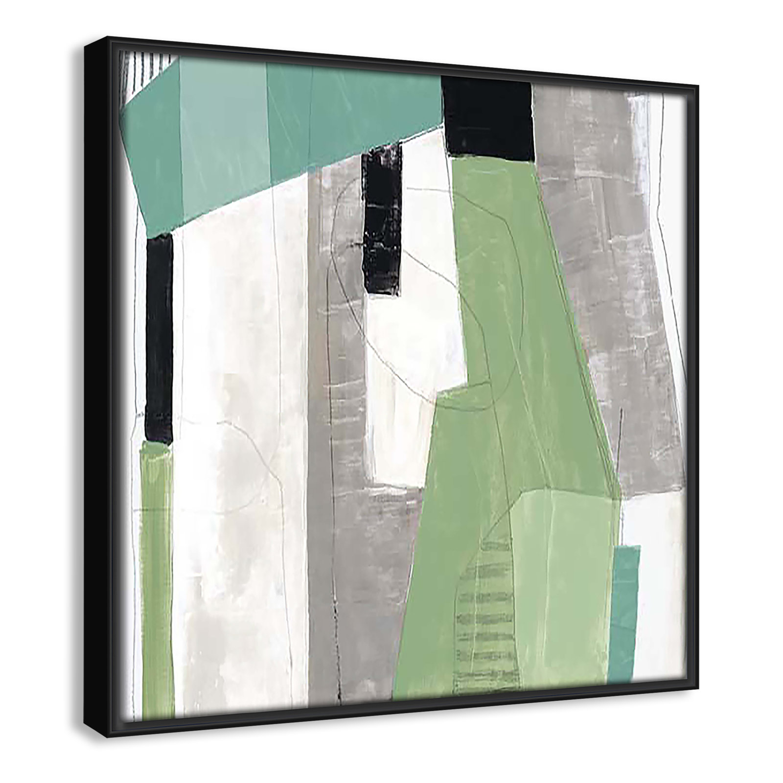 Evergreen Essence I by Tom Reeves, Black Floater Framed, 13.5" H x 13.5" W x 2" D