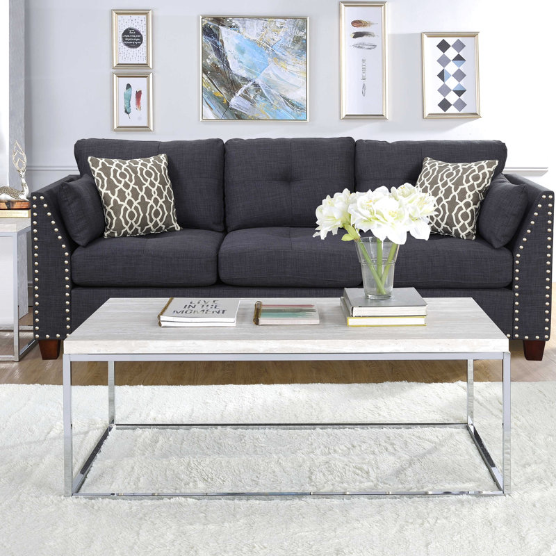 Stylish Oak And Coffee Table With Rectangular Shape Sled Base Elegant Surface Design