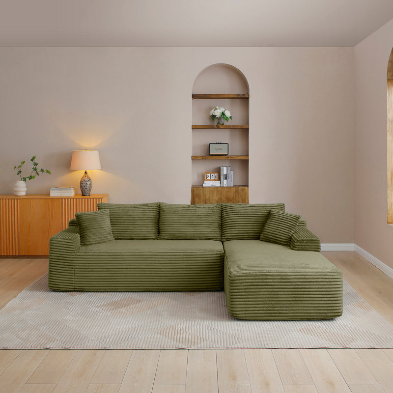 Canapé modulaire 105 po, canapé modulaire Cloud avec assise profonde, canapé modulaire moderne en L avec méridienne, fauteuils rembourrés pour salon, sans assemblage, (VERT)