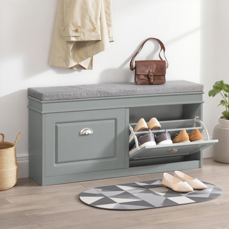 Moriah 8 Pair Shoe Bench, Grey