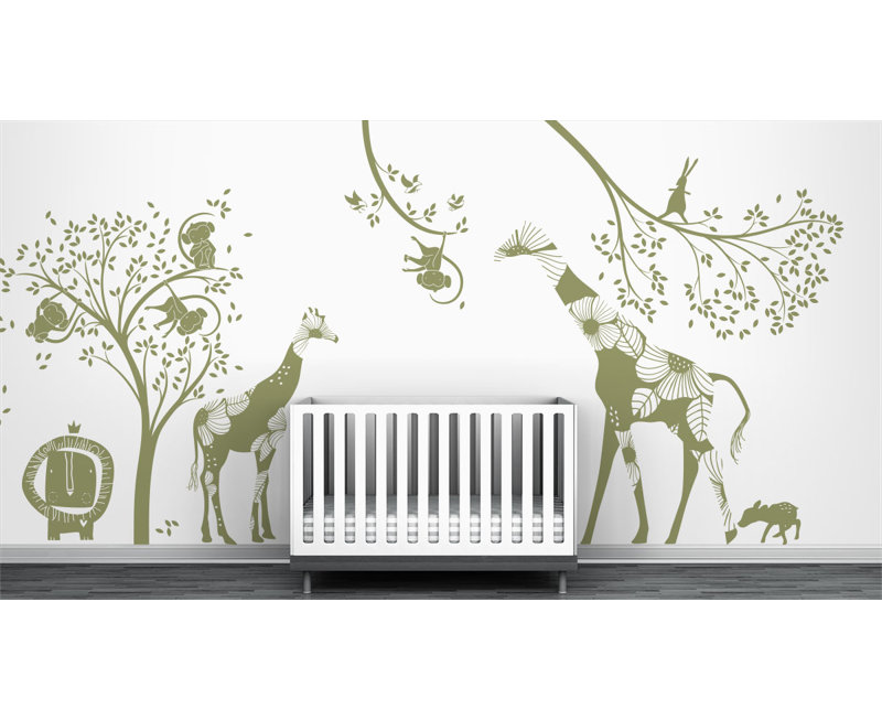 Décalcomanie murale jungle baby, Vert olive