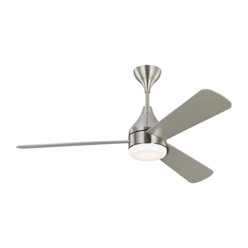 Smart LED Ceiling Fan, 60 inches, Brushed Steel with Silver/Walnut Reversible Blades