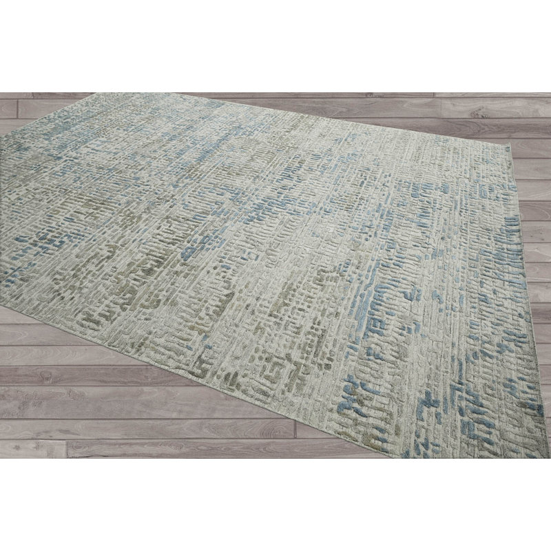 Tapis gris unique de 9 pi 8 po x 13 pi 5 po Kushum, Rectangle 9 pi 8 po x 13 pi 5 po