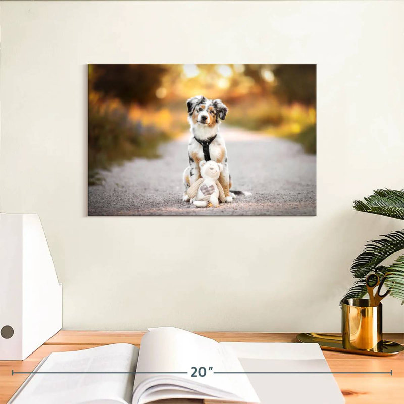 Crowle Dog With Teddy Bear, 8" H x 12" W