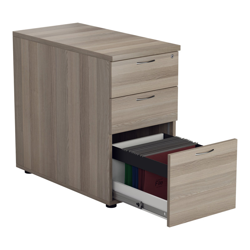Buariki 40.4 cm W 3 -Drawer Solid Wood Filing Cabinet, Grey Oak