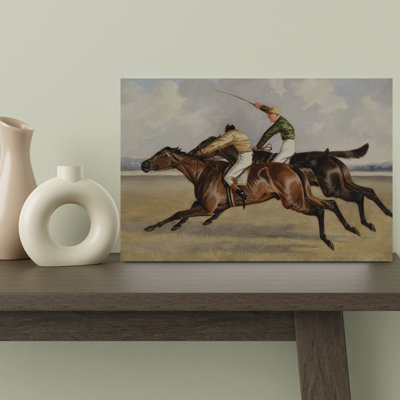 Horse Race Finish Classic Contemporary Horse Wall Art Print 1 Piece Wrapped Canvas Wall Art