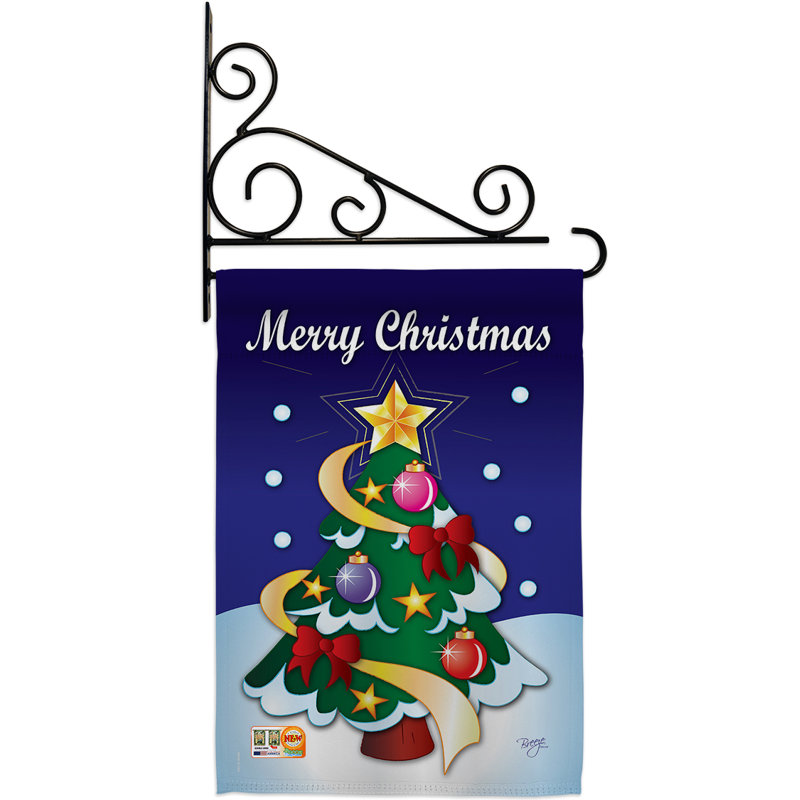 Merry Christmas 2 faces polyester 19 x 13 po. Ensemble de drapeaux