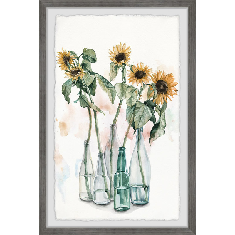 Sunflower and Wilted Leaves II 1 Piece Single Picture Frame Painting, 30cm H x 20cm W