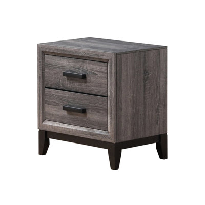 Bedroom Nightstand In Grey With 2 Center Glide Drawers 2 Organization