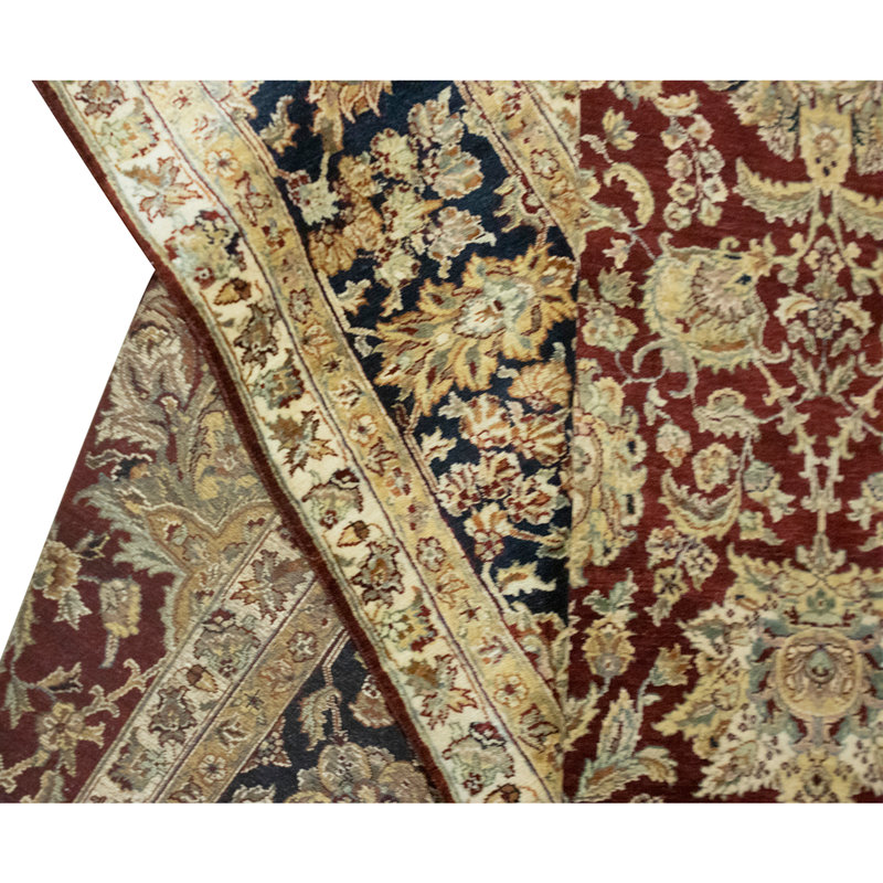 Tapis rouge et noir noué à la main de haute qualité