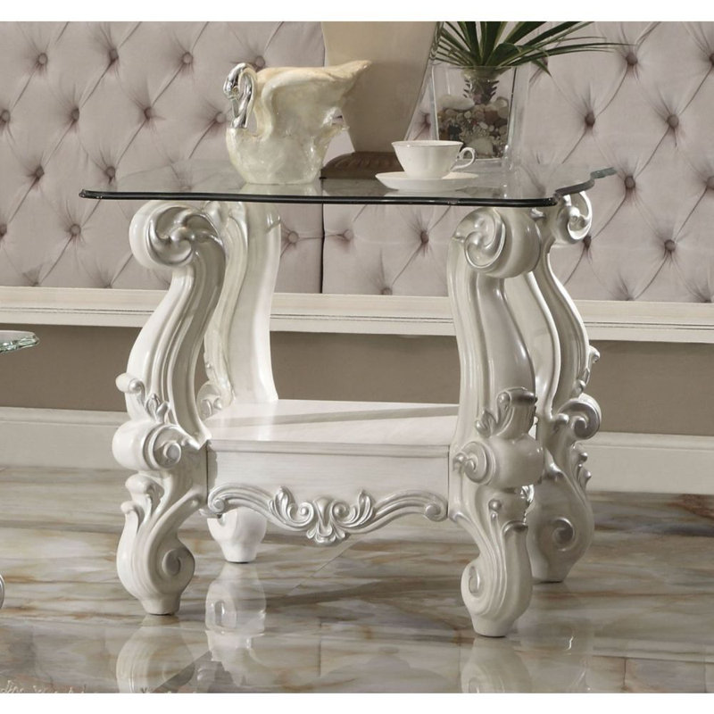Table de bout avec rangement Nekoma, Blanc os