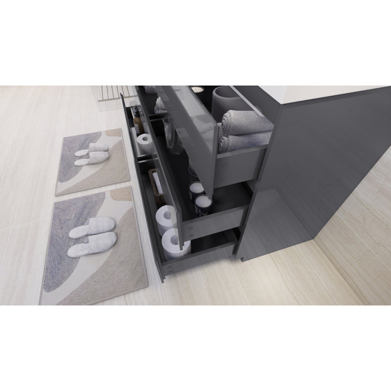 Ensemble de meuble-lavabo double 60 po Ferrante, Gris ultrabrillant