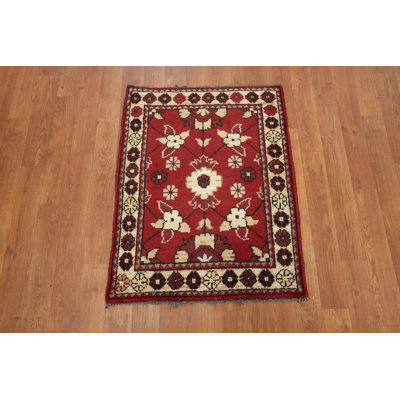 Geometric Traditional Afghan Red Rug 2x3