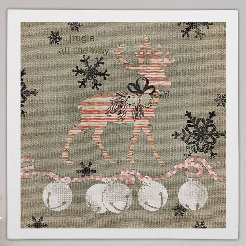 «Burlap Reindeer», impression, H 24 po x l 24 po x P 1,5 po, Toile tendue