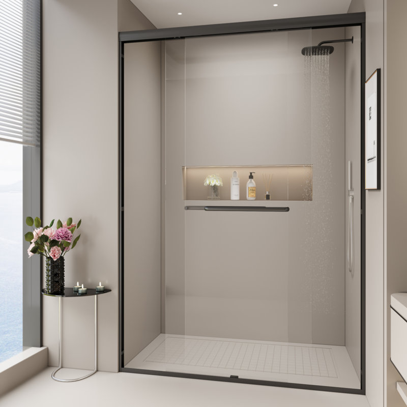 Double porte de douche coulissante, Noir