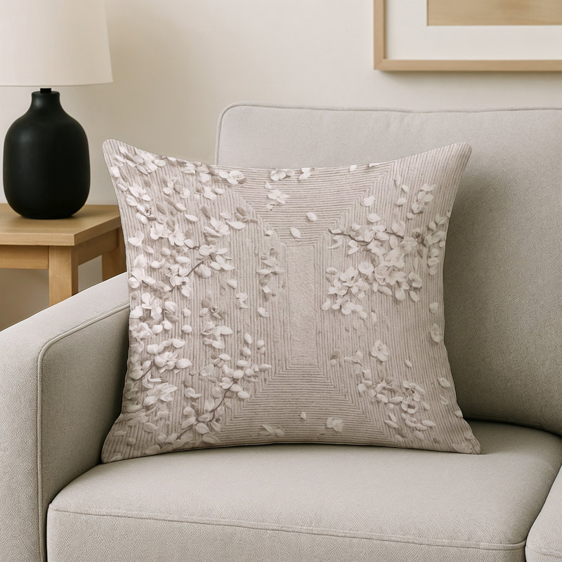 Coussin décoratif intérieur / extérieur gris Modern Modern, Carré 16 po, Gris floral 7