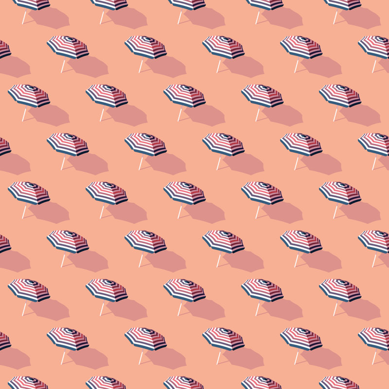 Seamless beach parasol pattern, 91cm H x 91cm W