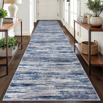 Modern Abstract 2.6x18 Washable Runner Rugs for Hallways Soft Non Slip Extra Long Indoor Runners for Bedroom Kitchen Entryway 