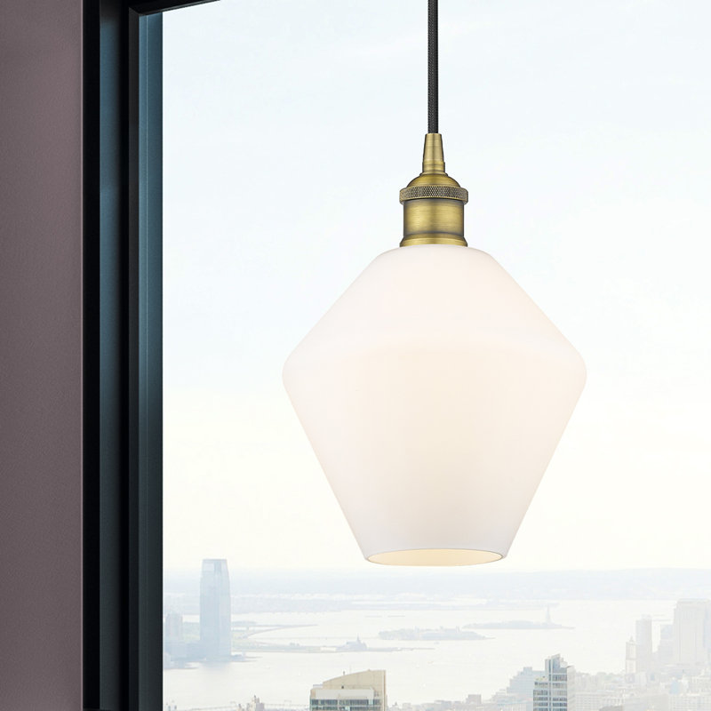 Gabbie 1 - Light Single Drop Pendant Pendant, Cased Matte White, Brushed Brass