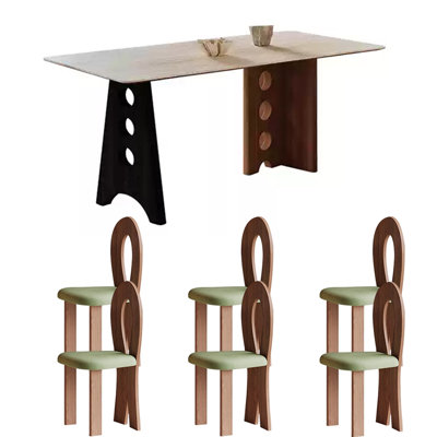 Ensemble de table de salle à manger vintage en pierre frittée